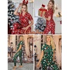 Ekouaer Pajamas for Women Set 2 Piece Short Sleeve Fall Pjs with Pockets(Green Christmas-santa)