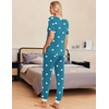 Ekouaer Pajamas for Women Set 2 Piece Short Sleeve Fall Pjs with Pockets(Green Heart)