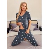 Ekouaer Pajamas for Women Set 2 Piece Short Sleeve Fall Pjs with Pockets(Grey Stars)