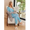 Ekouaer Pajamas for Women Set 2 Piece Short Sleeve Fall Pjs with Pockets(Light Blue Flower)