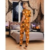 Ekouaer Pajamas for Women Set 2 Piece Short Sleeve Fall Pjs with Pockets(Orange-halloween)