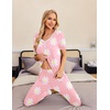 Ekouaer Pajamas for Women Set 2 Piece Short Sleeve Fall Pjs with Pockets(Pink Flower)