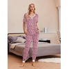 Ekouaer Pajamas for Women Set 2 Piece Short Sleeve Fall Pjs with Pockets(Pink Love Leopard)