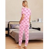 Ekouaer Pajamas for Women Set 2 Piece Short Sleeve Fall Pjs with Pockets(Pink-bow)