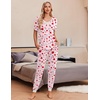 Ekouaer Pajamas for Women Set 2 Piece Short Sleeve Fall Pjs with Pockets(Pink-love)