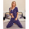 Ekouaer Pajamas for Women Set 2 Piece Short Sleeve Fall Pjs with Pockets(Purple-star)