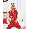 Ekouaer Pajamas for Women Set 2 Piece Short Sleeve Fall Pjs with Pockets(Red Deer Christmas)