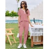 Ekouaer Pajamas for Women Set 2 Piece Short Sleeve Fall Pjs with Pockets(Red Stripe)