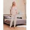 Ekouaer Pajamas for Women Set 2 Piece Short Sleeve Fall Pjs with Pockets(White Apricot Cashew)