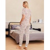 Ekouaer Pajamas for Women Set 2 Piece Short Sleeve Fall Pjs with Pockets(White Apricot Cashew)