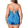 Ekouaer Silk Pajamas Set for Women Satin Backless Lingerie Pjs Nightwear(Blue)