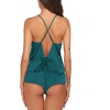 Ekouaer Silk Pajamas Set for Women Satin Backless Lingerie Pjs Nightwear(Blue Green)
