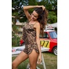 Ekouaer Silk Pajamas Set for Women Satin Backless Lingerie Pjs Nightwear(Brown Leopard)