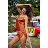 Ekouaer Silk Pajamas Set for Women Satin Backless Lingerie Pjs Nightwear(Caramel)