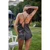 Ekouaer Silk Pajamas Set for Women Satin Backless Lingerie Pjs Nightwear(Grey)