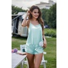 Ekouaer Silk Pajamas Set for Women Satin Backless Lingerie Pjs Nightwear(Light Blue)