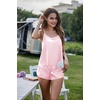 Ekouaer Silk Pajamas Set for Women Satin Backless Lingerie Pjs Nightwear(Misty Rose)