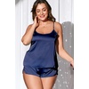 Ekouaer Silk Pajamas Set for Women Satin Backless Lingerie Pjs Nightwear(Navy Blue)
