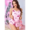 Ekouaer Silk Pajamas Set for Women Satin Backless Lingerie Pjs Nightwear(Pink Bow Candy Cane)