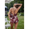 Ekouaer Silk Pajamas Set for Women Satin Backless Lingerie Pjs Nightwear(Red Flowers)