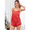 Ekouaer Silk Pajamas Set for Women Satin Backless Lingerie Pjs Nightwear(Red Gingerbread Man)