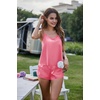 Ekouaer Silk Pajamas Set for Women Satin Backless Lingerie Pjs Nightwear(Watermelon Red)