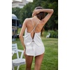 Ekouaer Silk Pajamas Set for Women Satin Backless Lingerie Pjs Nightwear(White)