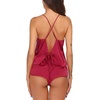 Ekouaer Silk Pajamas Set for Women Satin Backless Lingerie Pjs Nightwear(Wine Red)