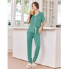 Ekouaer Women Pajama Set Short Sleeve Button Down Pjs with Jogger Pants(Aqua Green)
