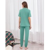 Ekouaer Women Pajama Set Short Sleeve Button Down Pjs with Jogger Pants(Aqua Green)