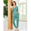 Ekouaer Women Pajama Set Short Sleeve Button Down Pjs with Jogger Pants(Aqua Green)
