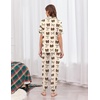 Ekouaer Women Pajama Set Short Sleeve Button Down Pjs with Jogger Pants(Beige Bow)