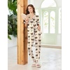 Ekouaer Women Pajama Set Short Sleeve Button Down Pjs with Jogger Pants(Beige Bow)