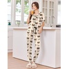 Ekouaer Women Pajama Set Short Sleeve Button Down Pjs with Jogger Pants(Beige Bow)