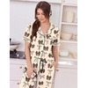 Ekouaer Women Pajama Set Short Sleeve Button Down Pjs with Jogger Pants(Beige Bow)