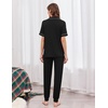 Ekouaer Women Pajama Set Short Sleeve Button Down Pjs with Jogger Pants(Black)