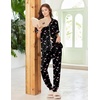 Ekouaer Women Pajama Set Short Sleeve Button Down Pjs with Jogger Pants(Black Cherry)