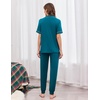 Ekouaer Women Pajama Set Short Sleeve Button Down Pjs with Jogger Pants(Blue Green)