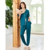 Ekouaer Women Pajama Set Short Sleeve Button Down Pjs with Jogger Pants(Blue Green)