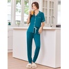 Ekouaer Women Pajama Set Short Sleeve Button Down Pjs with Jogger Pants(Blue Green)