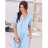 Ekouaer Women Pajama Set Short Sleeve Button Down Pjs with Jogger Pants(Blue Stripe Bow)