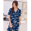 Ekouaer Women Pajama Set Short Sleeve Button Down Pjs with Jogger Pants(Blue Zebra)
