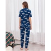 Ekouaer Women Pajama Set Short Sleeve Button Down Pjs with Jogger Pants(Blue Zebra)