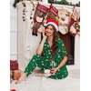 Ekouaer Women Pajama Set Short Sleeve Button Down Pjs with Jogger Pants(Christmas Green)