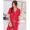 Ekouaer Women Pajama Set Short Sleeve Button Down Pjs with Jogger Pants(Christmas Red)