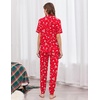 Ekouaer Women Pajama Set Short Sleeve Button Down Pjs with Jogger Pants(Christmas Red)