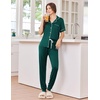 Ekouaer Women Pajama Set Short Sleeve Button Down Pjs with Jogger Pants(Dark Green)