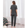 Ekouaer Women Pajama Set Short Sleeve Button Down Pjs with Jogger Pants(Dark Grey)