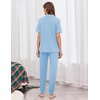 Ekouaer Women Pajama Set Short Sleeve Button Down Pjs with Jogger Pants(Light Blue)