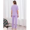 Ekouaer Women Pajama Set Short Sleeve Button Down Pjs with Jogger Pants(Light Purple)